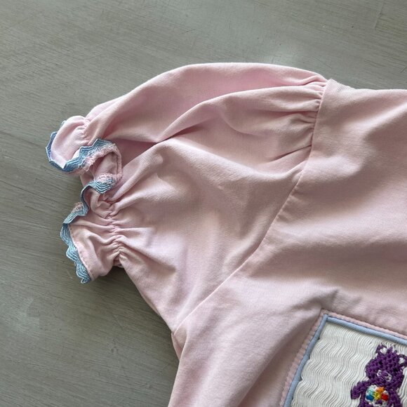 Boutique Care Bears Smocked  Puff Sleeve Girls Pink Tee T-Shirt Size 4 - Picture 5 of 11